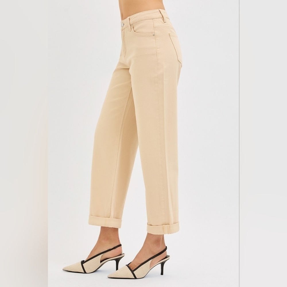 RISEN Women's Tummy Control Barrel Jeans Cuffed Neutral Cottagecore Various NEW - Picture 7 of 13
